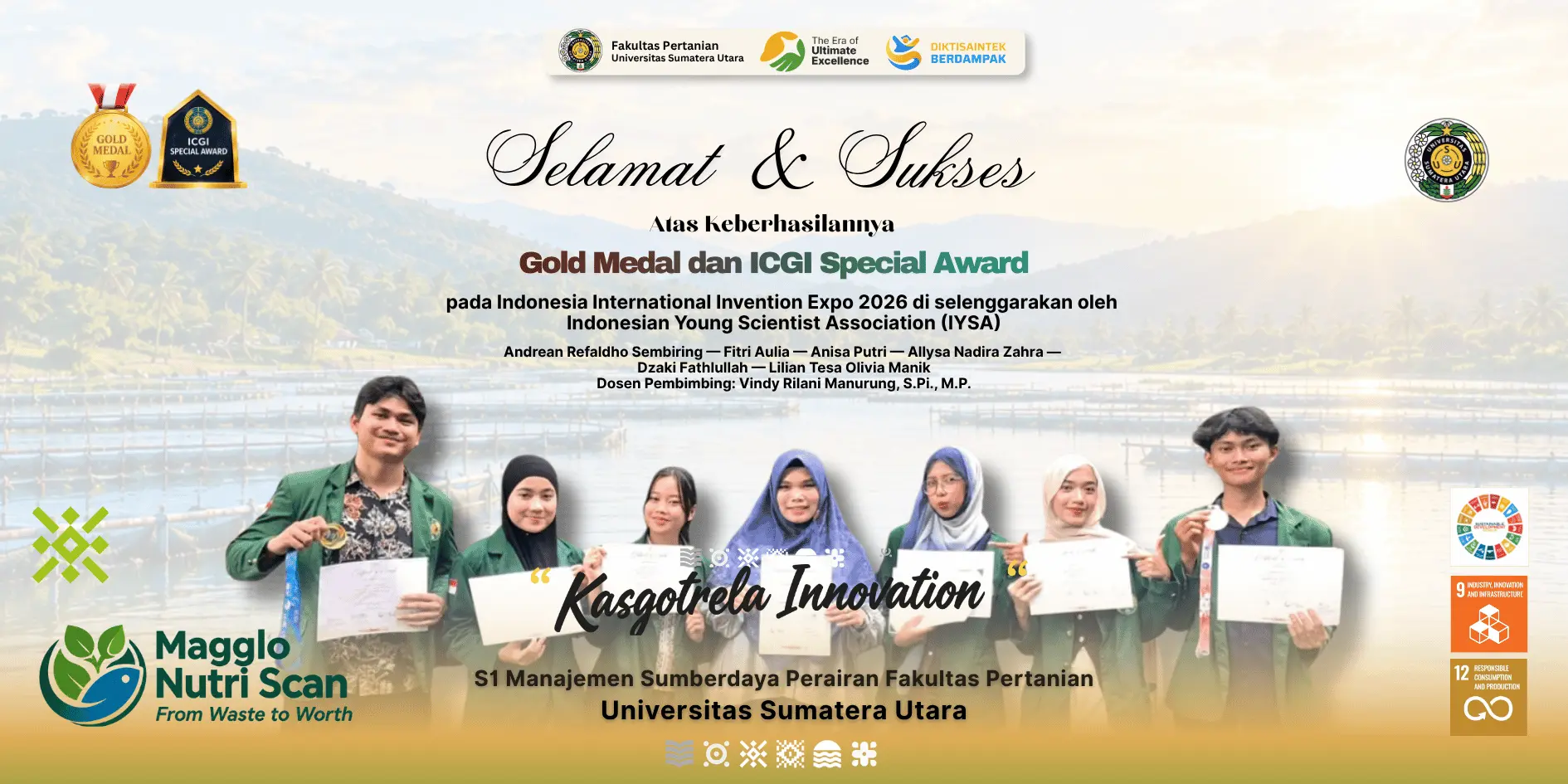 Inovasi Magglo Nutri Scan Antarkan Mahasiswa FP USU Raih Dua Penghargaan di Ajang ICGI